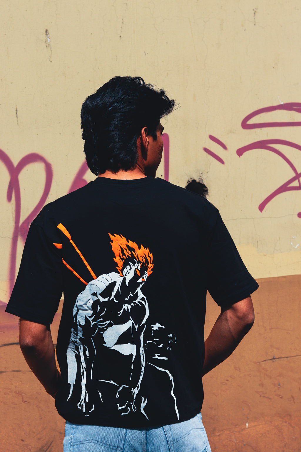 Flame Warrior Oversized Graphic T-Shirt